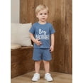 thumbnail image 4 of BemeyourBBs Toddler Baby Boys Big Brother Outfit Infant Baby Boys Summer Clothes Waffled Short Sleeve Letter Embroidery T Shirt Tops and Pockets Shorts Set, 4 of 9