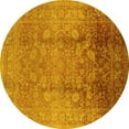 thumbnail image 1 of Ahgly Company Machine Washable Indoor Round Oriental Yellow Industrial Area Rugs, 7' Round, 1 of 4