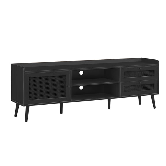 Tv Stand - 72" - Console - Media Center - Storage - Living Room - Black Wood