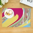 thumbnail image 3 of DouZhe Polyester Placemats Set of 4, Pink Yellow Swirling Pattern Heat Resistant Place Mats for Dining Table, 12" x 18", 3 of 7