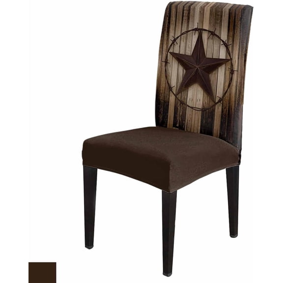 Chair Covers Texas Stars Wood Grain Dining Chair Slipcovers Rustic Wooden Stretch Removable Chair Seat Protector Party Decoration Set of 8