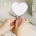 thumbnail image 2 of Heart Shaped Mirror Rhinestone Purse Mirror Compact Travel Mirror Handheld Mirror With Handle, 2 of 9