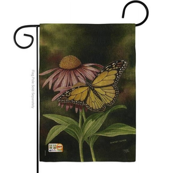 Breeze Decor BD-BG-G-104086-IP-DB-D-US16-AL 13 x 18.5 in. Coneflower Burlap Garden Friends Bugs & Frogs Impressions Decorative Vertical Double Sided Flag