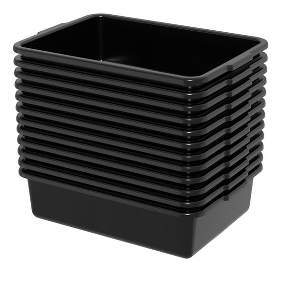 Aninhao 12-Pack 13 L Plastic Commercial Bus Tub Box, Restaurant Dishpan Basin, Black