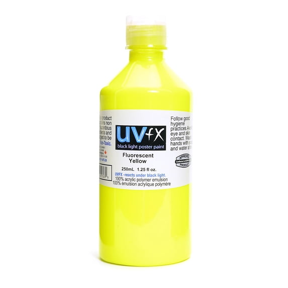 UVFX Black Light Poster Paint fluorescent yellow, 250 ml, bottle (pack of 2)