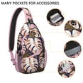 thumbnail image 2 of Tropical Plant Sling Backpack for Travel and Hiking, Lightweight Jungle Leaves Crossbody Bag with Palm Leaf, Hawaiian Floral, Aloha Botanical Beach Vacation Print, 2 of 6