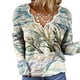 thumbnail image 2 of Blusa bordada de manga larga con cuello en V y estampado informal retro para mujer Pompotops  gfhjh11211, 2 of 4