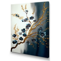 Designart Blue Cherry Blossom Branch V Canvas Wall Art