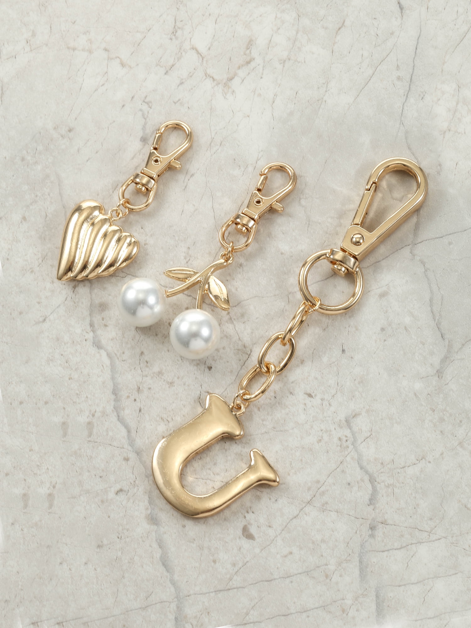 Time and Tru Goldtone Initial Letter Bag Charm Set, 3 Pieces, Letter U