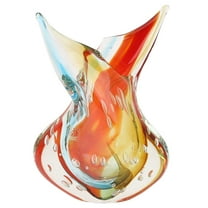 GlassOfVenice Murano Art Glass Sommerso Leaves Vase - Venetian Sunrise