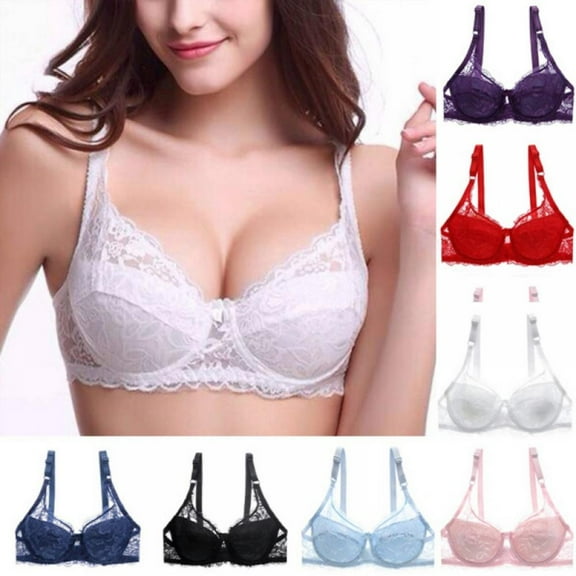 Women's Racerback Front Closure Push Up Lace Bra Tshirt Padded Plunge Bra