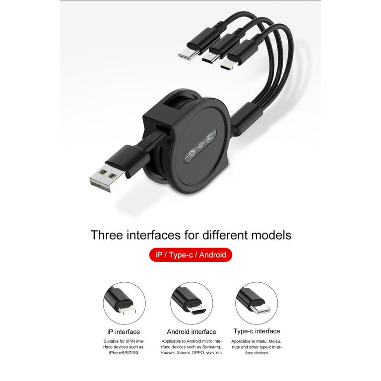 3 IN 1 Retractable USB Data Charger Cable