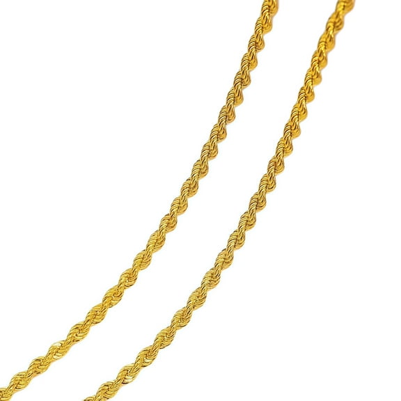 Gold Chain Necklace Collection - 14K Solid Yellow Gold Polished Rope Chain Necklaces for Women and Men, 4mm and 18"