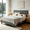 Dark Grey, variant on Gewnee Queen Platform Bed Frame, PU Leather Adjustable Headboard, Wood Slats, No Box Spring Needed for Bedroom, White