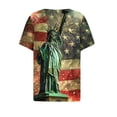 thumbnail image 4 of GaThRRgYP Women's Relaxed Fit Short Sleeve Top,Ladies' Independence Day Printed Button Up Three Quarter Sleeve 3/4 Sleeve V-neck Top/shirt Red XL, 4 of 5