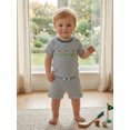thumbnail image 3 of BemeyourBBs Toddler Baby Boys Golf Outfit Infant Baby Boy Summer Clothes Waffled Striped Golf Embroidery Short Sleeves T-Shirt and ElasticPockets Shorts Set Toddler Boy 2 Piece Summer Outfit, 3 of 9