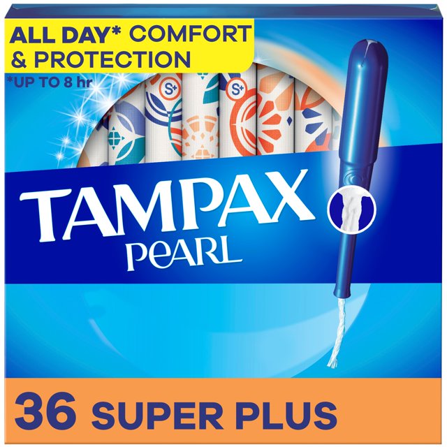 Tampax Pearl Tampons, with LeakGuard Braid, Super Plus Absorbency, Unscented 36 count