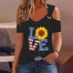thumbnail image 2 of Tops de Hombro Frío para las Mujeres Día de la Independencia Impreso Fuera Del Hombro Blusa con Cuello en V, Fuera Del Hombro de las Mujeres, 2 of 4