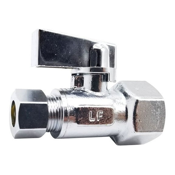 Thrifco 4406467 1/2 Inch FIP x 3/8 Inch Comp Quarter Turn Brass Straight Stop Valve (Lead Free)