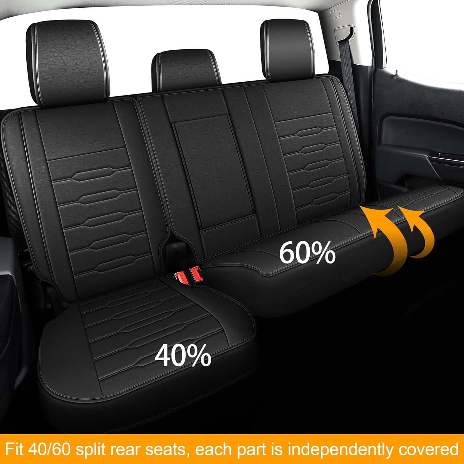 Ford F150 Seat Covers for 2009-2025 - F250/F350/F450 2017-2025: 5 Seat Full Set Faux Leather Truck Seat Covers Car Cushion (Black)