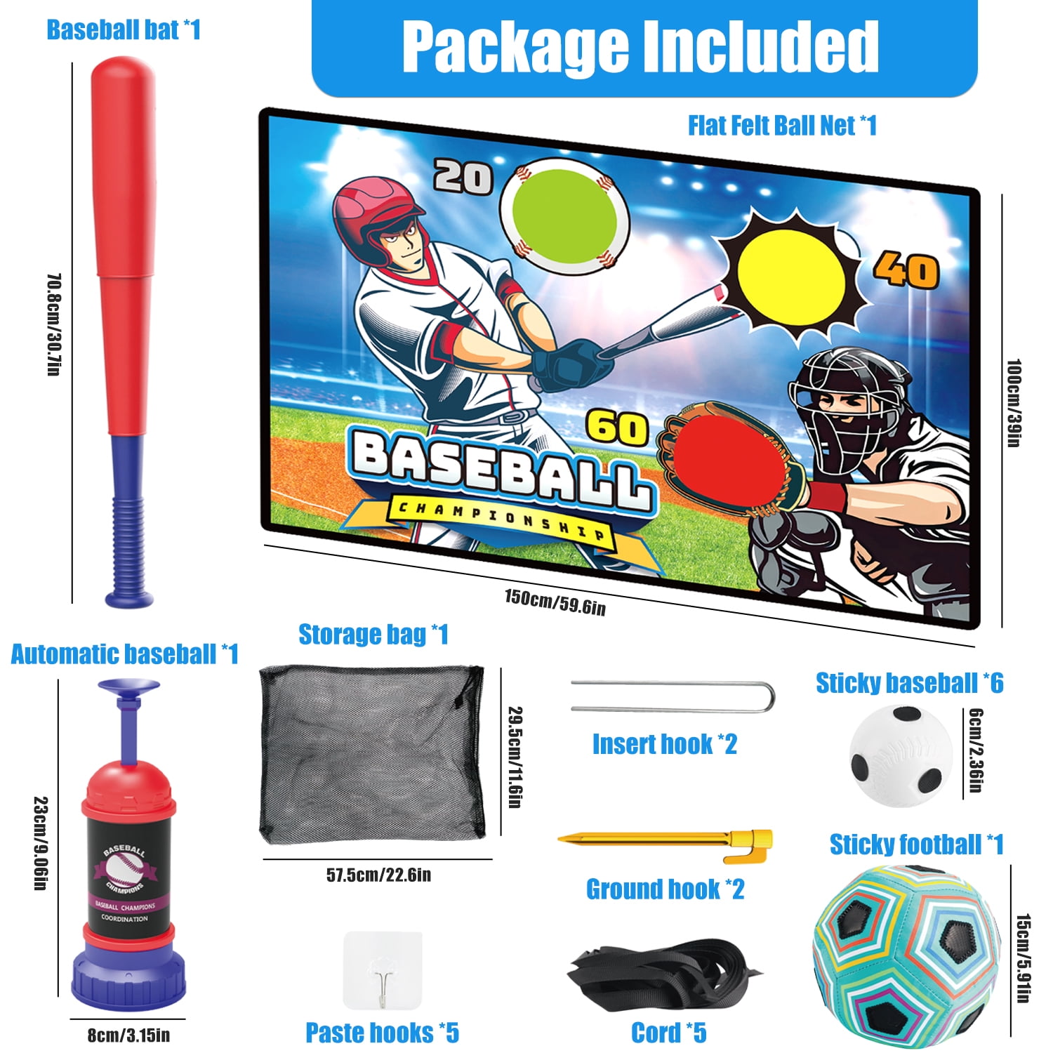 Huge Wave T-Ball Set Toys for Boys Aged 5-7, 2 in 1 Soft Soccer Ball Game Mat Set, Indoor/Outdoor Baseball Sport for Boys, Christmas Birthday Gift for Kids 4-8 Years Old