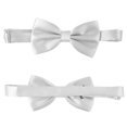 thumbnail image 3 of Ajustable Cummerbund Pre-Tied Bow Tie Hanky ​​Set Wedding Prom Tuxedo Formal , Blanco Salvador Satén Pajarita, 3 of 10