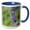 Blue/White, variant on 3drose, Wyoming, Yellowstone National Park, Great Gray Owl Hunting from Rock., 11oz Two-tone Yellow Mug