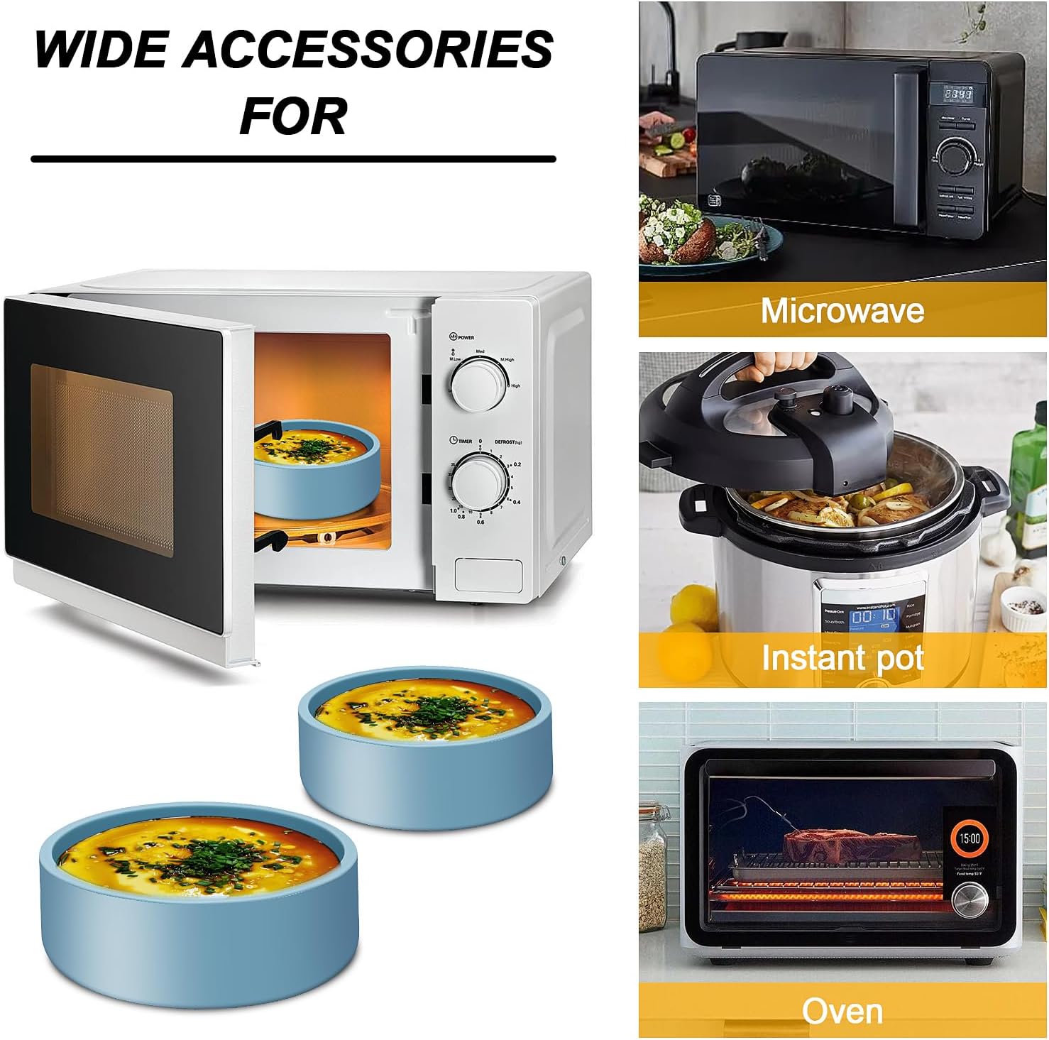 6 Pack Silicone Microwave Egg Cooker Air Fryer Egg Pan Individual Eggwich Egg Bites Molds for Oven Microwave - Blue