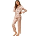 thumbnail image 1 of Conjuntos de pijama para mujer Ropa de dormir de manga larga con botones Traje de noche suave para mujer Conjuntos de salón Pj champán L, 1 of 6