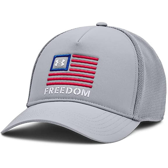 Under Armour Mens Freedom Trucker Hat 037 Steel / Steel / Red One Size