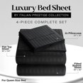 thumbnail image 2 of Striped Bed Sheet Set 1800 Luxury Soft Microfiber Deep Pocket 3-Piece Bedding Set - Wrinkle, Stain, Fade Resistant - Black Queen, 2 of 4