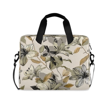 16" Laptop Briefcase for Work Travel Laptop Shoulder Bag Carrying Handbag Laptop Case Lily Motifs Pattern