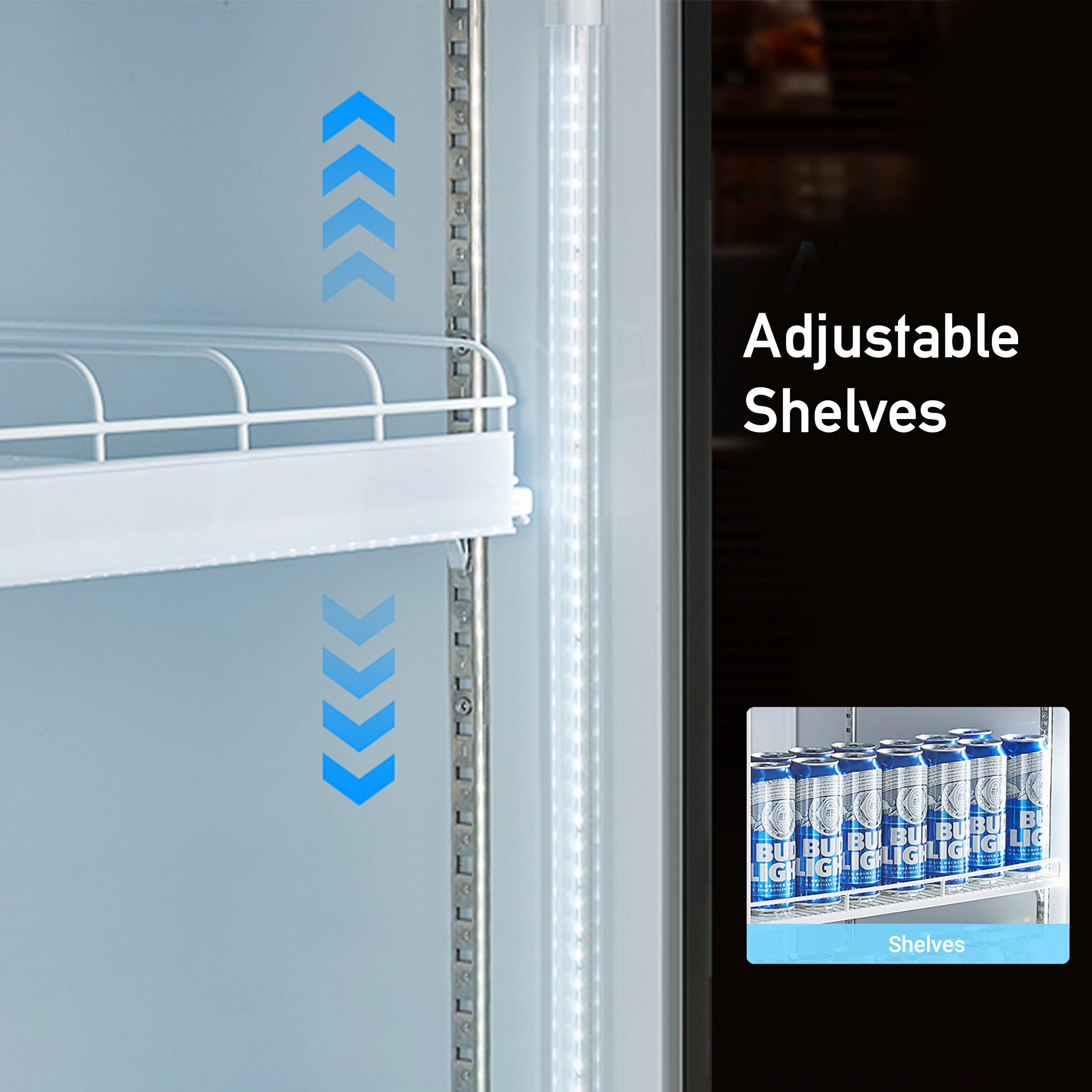 NSF 36 in. Commercial Two-Door Beverage Display Refrigerator, 20 Cu. Ft. Retail Refrigerator, Beverage Cooler with LED Lighting, Double-Layer Glass Door
