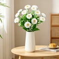 thumbnail image 5 of All Weather UV Resistant Artificial Flowers with Green Foliage, Realistic Faux Plastic Floral Bouquet, Indoor Outdoor Decor for Garden Porch Wedding Home Vase Arrangements(White), 5 of 8