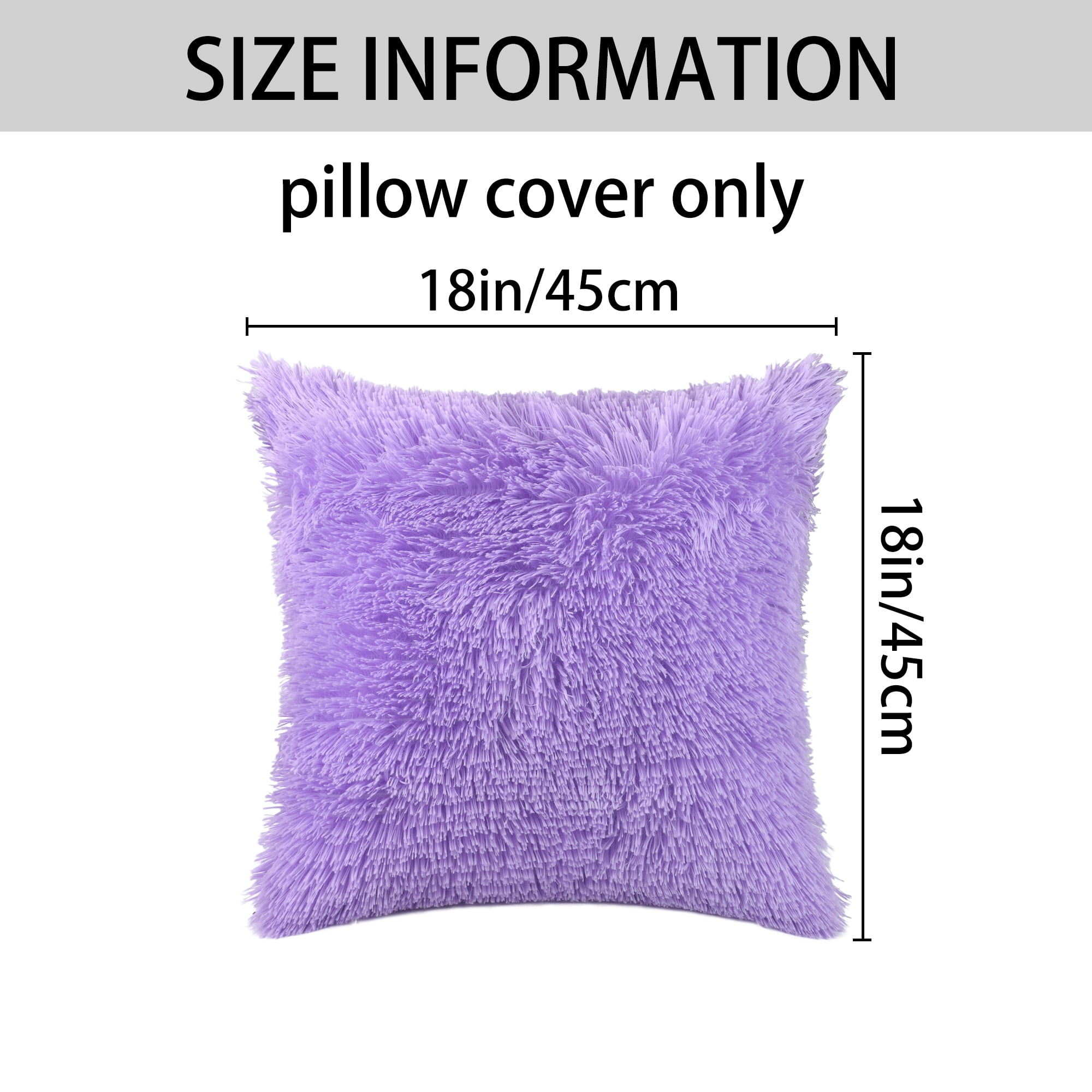 Unique Bargains Soft Modern Home Decor Plush Decorative Throw Pillow Covers (2 Count) Purple 18" x 18"