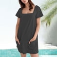 thumbnail image 2 of HXWCHs Robes Décontractées Robe d'Été Décontractée pour Femmes Tenue Col Rond Couleur Unie Confortable Respirante Élégante avec Leggings Gris m, 2 of 5