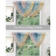 thumbnail image 5 of Waterfall Valances for Windows, Blue Abstract Kitchen Sheer Valance Curtains, Orange Yellow Gradient Stone Brushwork Rod Pocket Elegant Swag Valances for Living Room Bedroom, 47.2"x38.5", 3 Panel, 5 of 8