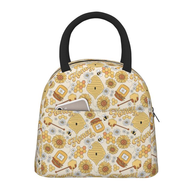 Balery Honey Honeycomb Bolsa de Almuerzo para Mujeres, Caja de Almuerzo, Bolsa de Almuerzo Pequeña Impermeable, Tote de Almuerzo Reutilizable con Gran Capacidad