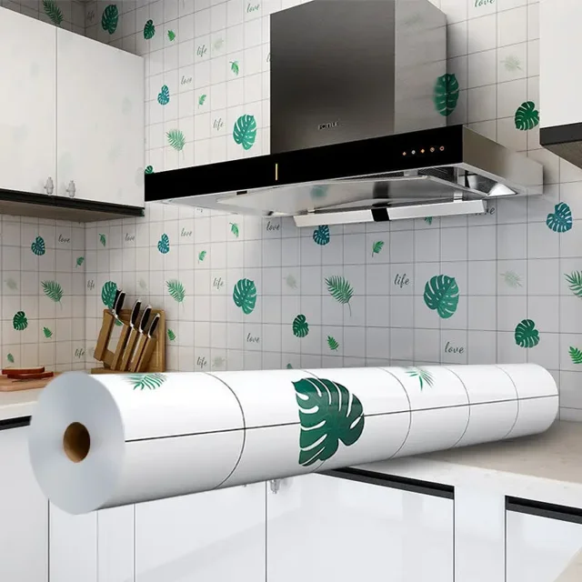 Kitchen Stove Oil-proof Sticker Waterproof High Temperature Resistant Wallpapers Kitchen Decoration Self Adhesive Contact Paper