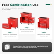 SUNCROWN 8-Drawer Metal Tool Chest, Rolling Tool Cart with Wheels,2 in 1 Detachable Tool Cabinets,Tool Box,Liners and Locking System for Garage,Warehouse,Workshop, Barbershop(Red)