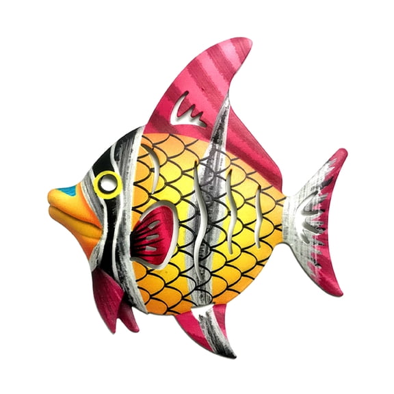 Wall Metal Fish Sculpture Art Crafts Hanging Ornaments for Garden Patio Decor