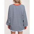 thumbnail image 5 of Women'S Oversized Long Sleeve T-Shirt Striped Colorblock Tunic Top Loose Autumn Crew Neck Sweatshirt Orange & Red S, 5 of 8