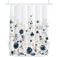 thumbnail image 4 of Aesthetic Navy Blue Floral Shower Curtain Sets, Watercolor Gold Flowers Leaves Bathroom Decorative 71x71 Inch Polyester Waterproof Fabric Bath Curtain with Hooks, 4 of 6
