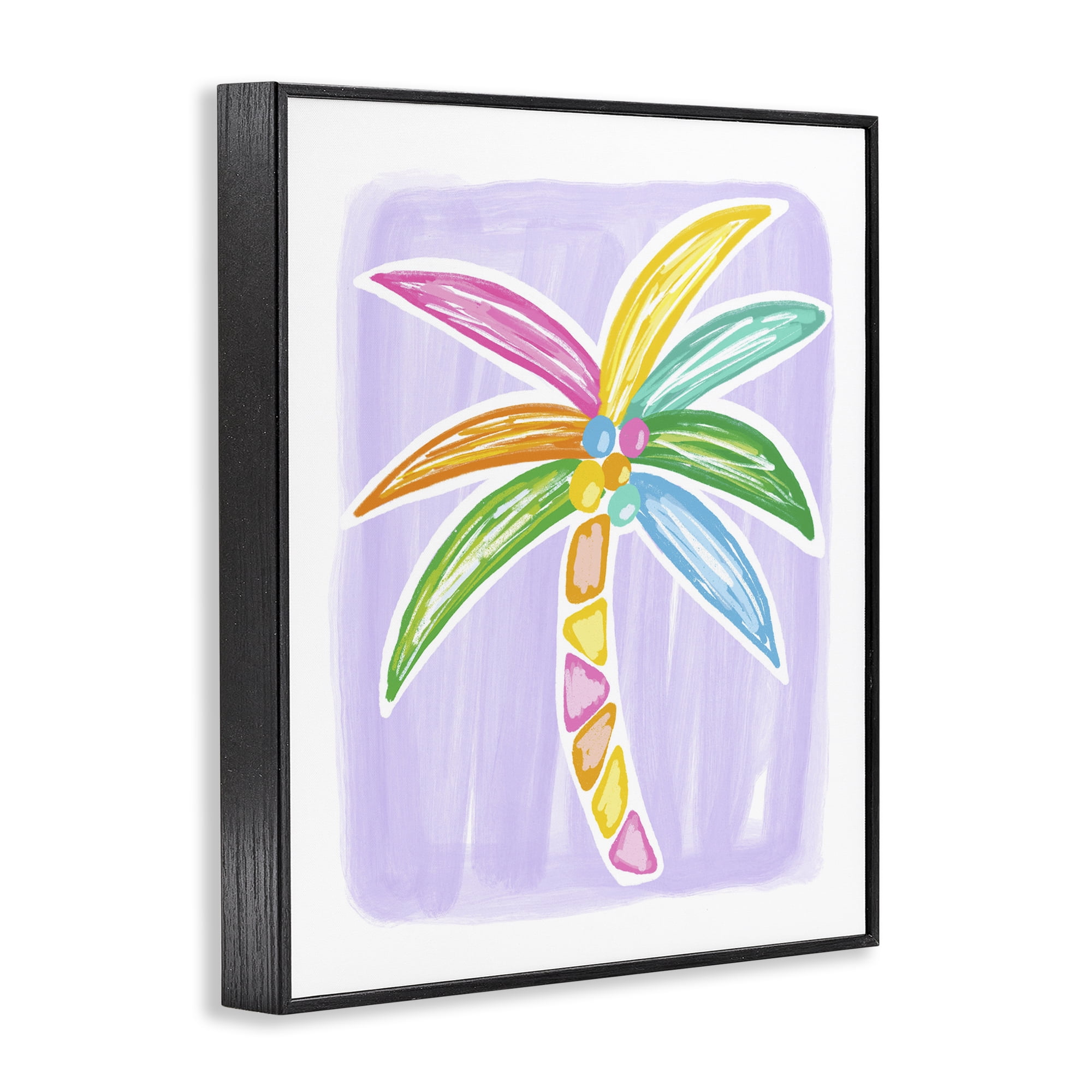 Stupell Industries Pastel Palm on Purple Botanical & Floral Painting Black Framed Art Print Wall Art, 11 x 14