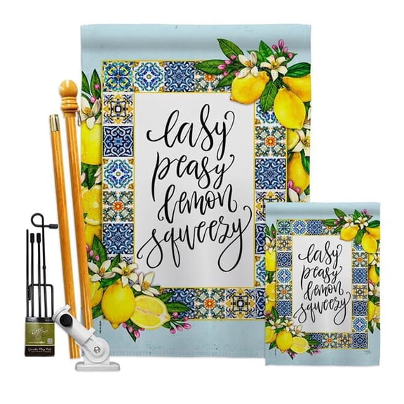 Breeze Decor FK120262-BO Easy Lemon Food Fruit 28 x 40 in. Double-Sided Decorative Vertical House Flags Kit for Decoration Banner Garden Yard Gift