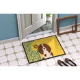 thumbnail image 4 of Summer Sunflowers Longhair Red Pedbald Dachshund Indoor or Outdoor Mat 18x27 27 in x 18 in, 4 of 7