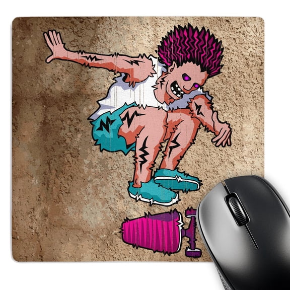 3dRose, skateboard trick, freakin hardflip, done by a freaked skateboarder, stucco background, Mouse Pad