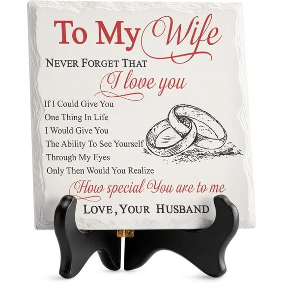 Gifts for Wife from Husband Romantic Ceramic I Love You Gifts Plaque for Wife Birthday Gift Ideas, Valentines Day, Wedding Anniversary Home Decorations