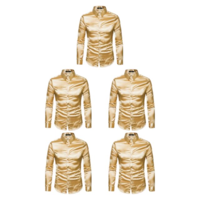 Qarigey Camisa transpirable para hombre Satén con mangas largas - Boda de trabajo o en casa Buen corte para el cuerpo normal Camisa de trabajo Type2 NO2