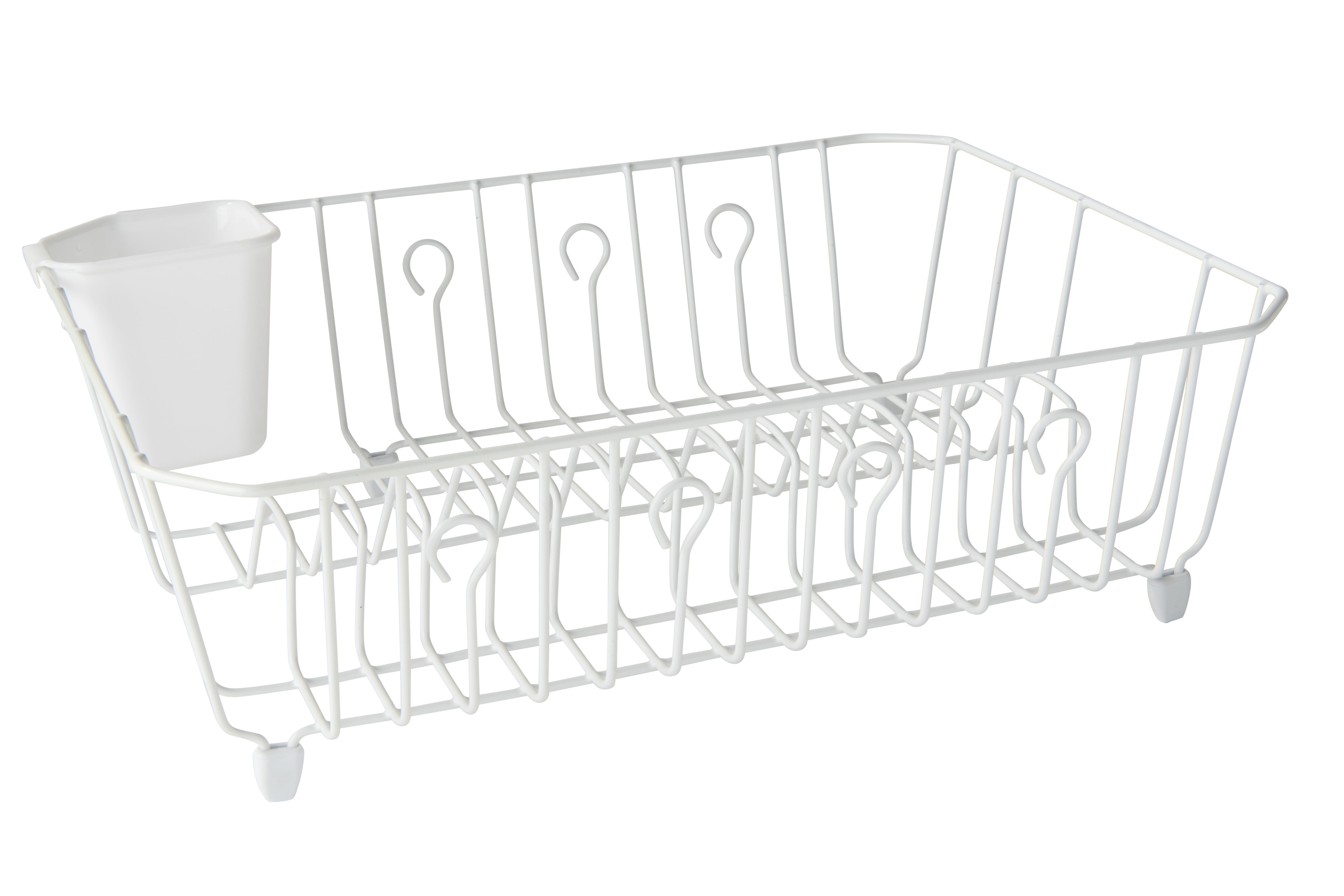 Kitchen Details Iron  Dish Rack with Cutlery Basket in White